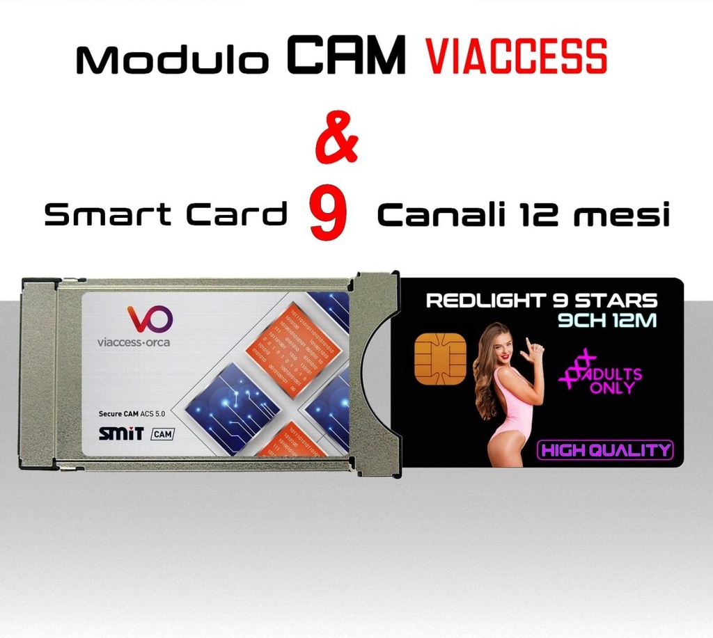 Cam Viaccess completa di smart card Pay-TV erotica 9 canali 12 mesi trasmissioni 24/24