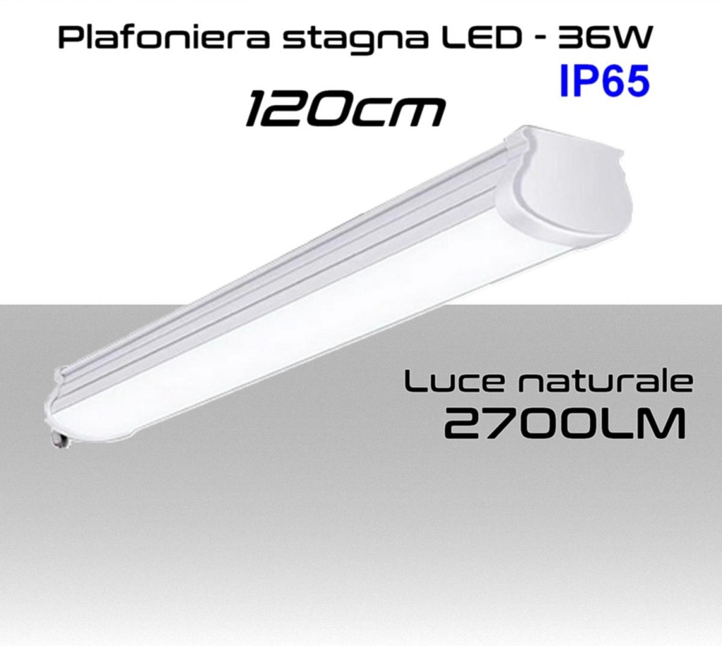 Plafoniera Led Stagna IP65 illuminazione luce naturale 4000K da soffitto 36W 