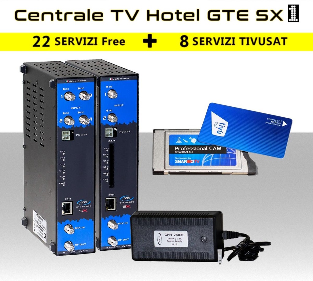 Centrale TV per HOTEL 30 servizi Free e Tivusat GD service
