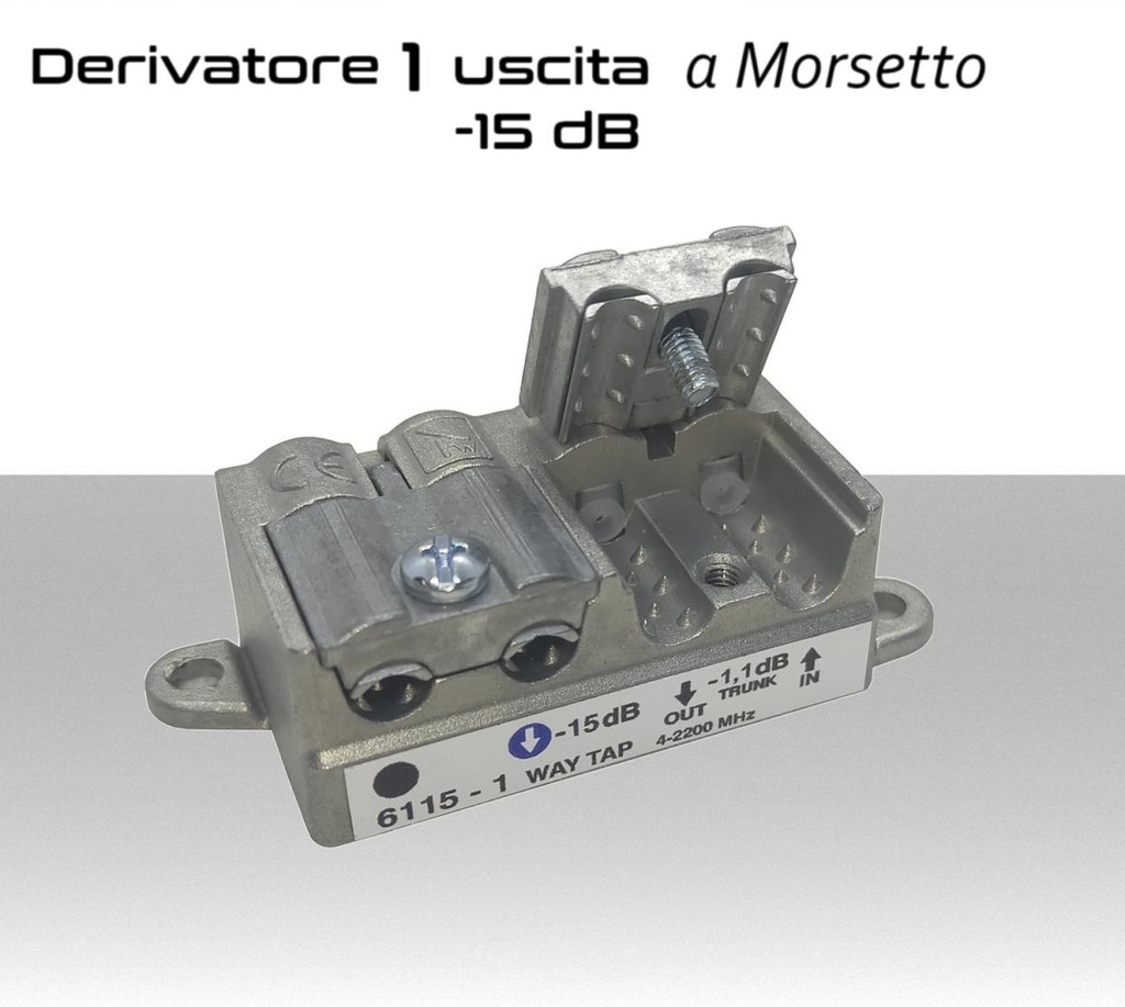 Derivatore antenna 1 uscita a morsetto attenuazione -15dB per SAT/DTT Telewire 6115