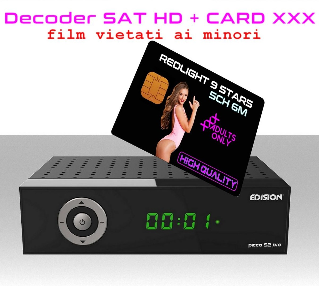 Decoder completo di card film HD per adulti 5 canali 6 mesi 24h