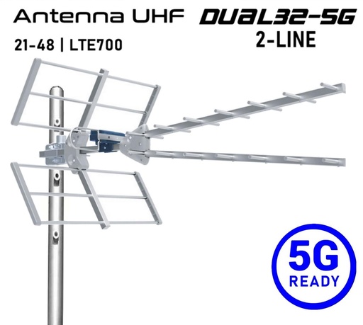 Antenna TV UHF 5G Ready DUAL32-5G in Alluminio 2 Culle