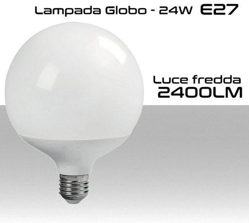 Lampadina Globo LED E27 luce fredda 6500K Lumen 2400