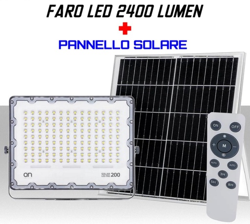Faro Led con pannello solare e telecomando 2400 lumen lunga durata