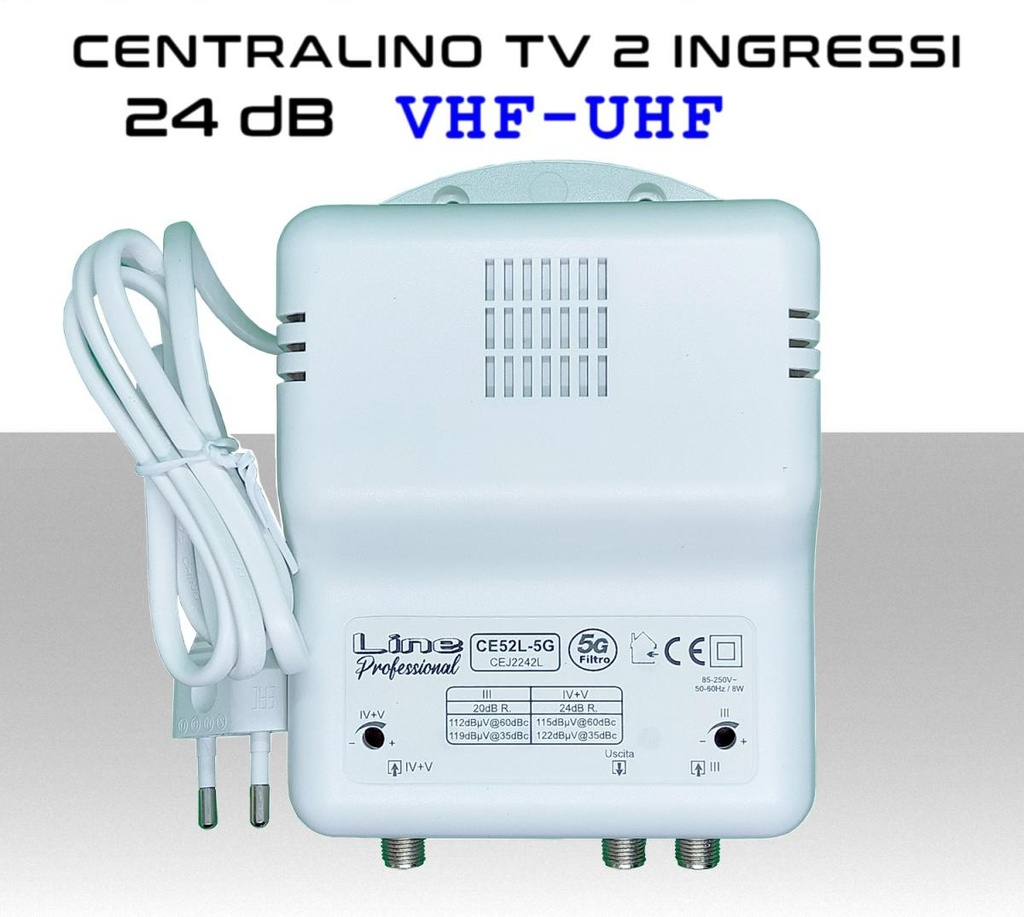 Centralino antenna TV da interno 2 ingressi BIII-UHF 24dB serie CE52L-5G