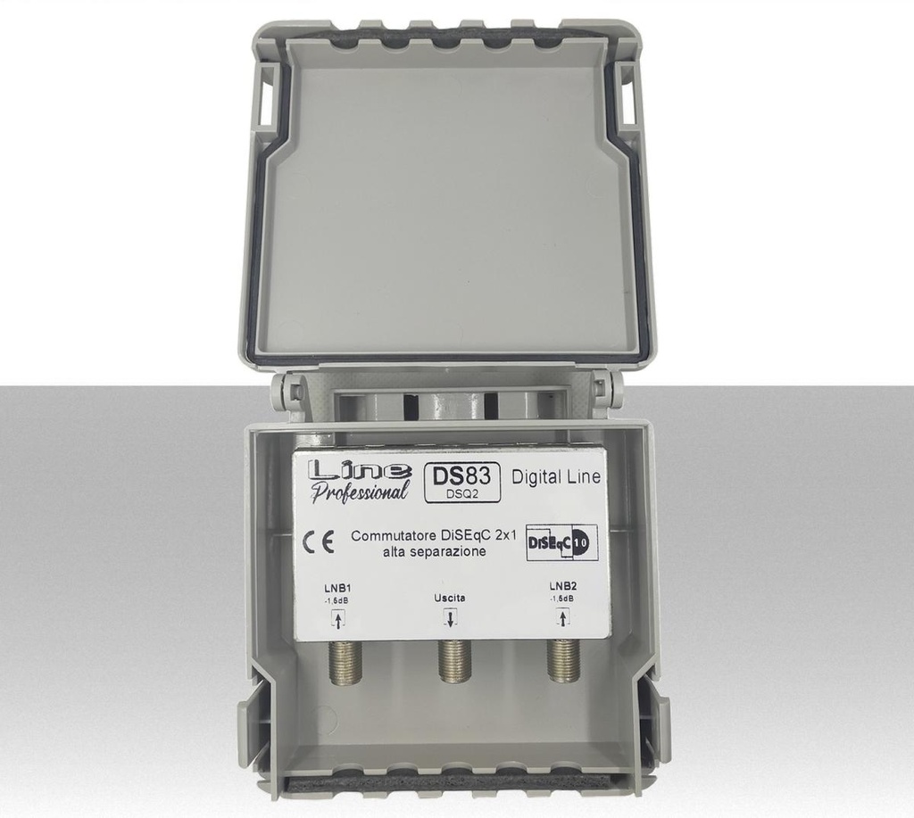 Switch DiSEqC 2x1 per segnale satellitare Dual Feed ad alta separazione