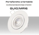 Portafaretto orientabile rotondo Color bianco per lampadine GU10 MR16 - Foro 70mm
