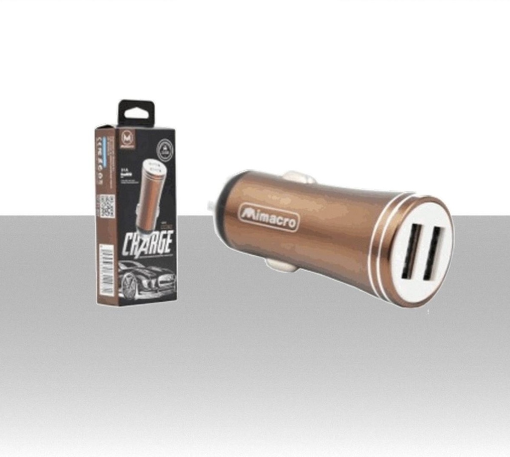 Caricabatterie da auto elegante ad alta corrente con 2 uscite USB 5V 3.1A - Color Marrone