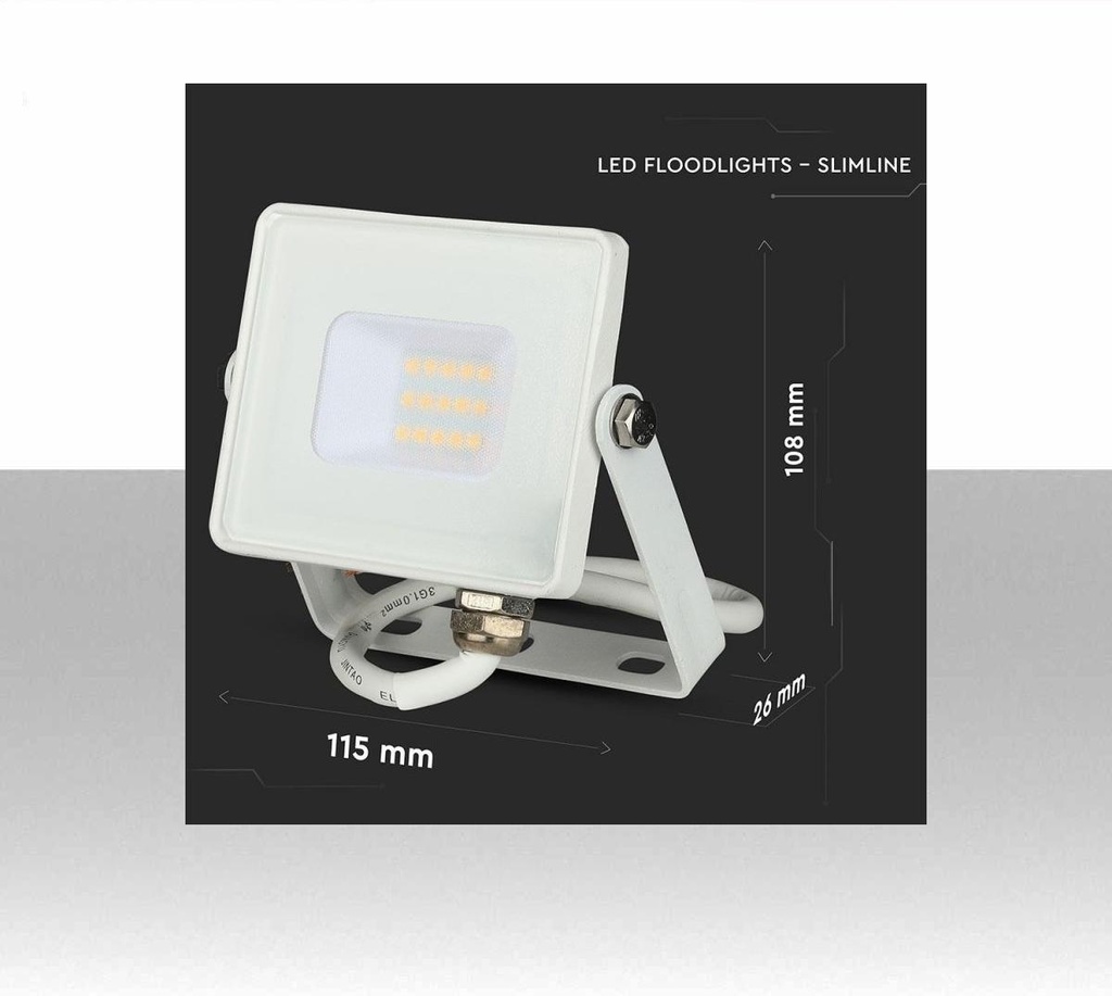 Faro LED SMD Chip Samsung 10W Colore Bianco 3000K IP65 - 800 Lumen