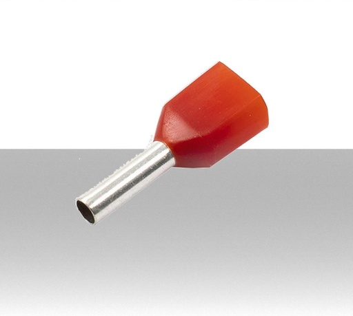 Puntalini per cavo da 2x1.0mmq - Colore Rosso - Confezione 100Pz