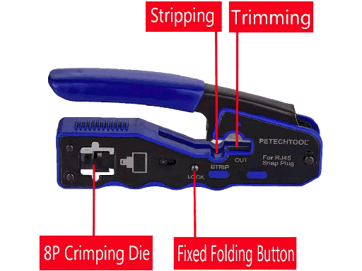  Pinza Crimpatrice in acciao per connettori RJ45 / RJ12 / RJ11 compatta  