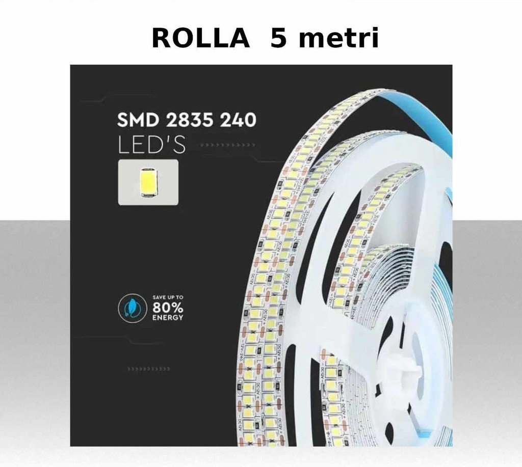 LED Strip SMD2835 - 240 LEDs High Lumen 3000K IP20  - Rolla da 5 metri