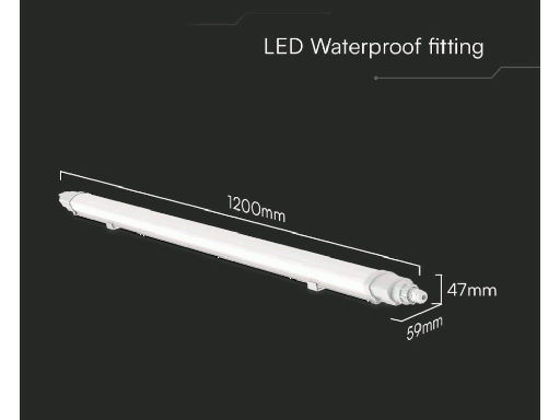 Plafoniera LED 120cm Bianco Naturale 4000K 36W 3900 Lumen Collegabile in series IP65 Impermeabile