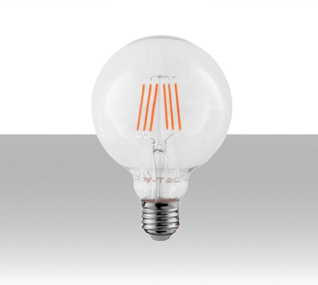 Lampadina LED a filamento tipo GLOBO Chip Samsung E27 6W 130LM/W G125 2700K