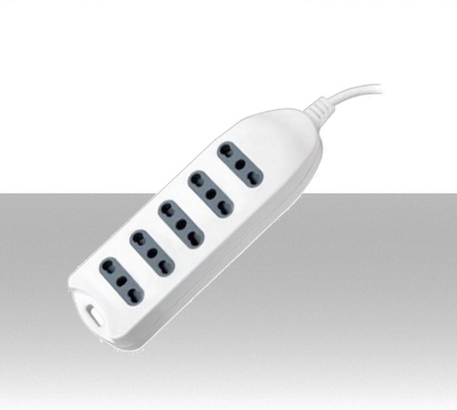 Multipresa con Cavo 1,5m 5 Prese 10/16A 2P+T Bipasso con Attacco a Parete con Spina 16A 2P+T Colore Bianco