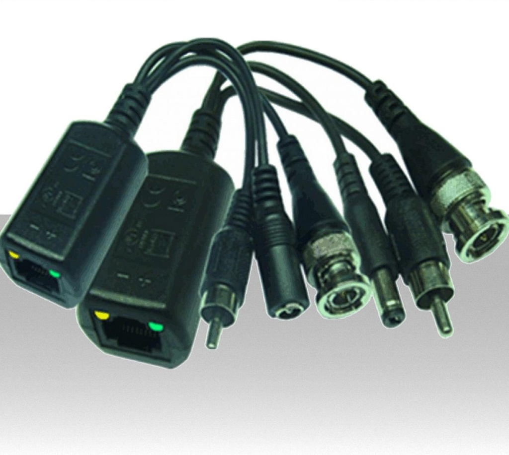 Coppia Video Balun Video + Alimentazione + Audio su cavo UTP max. 400 metri. Supportano segnali CVI, TVI, AHD, CVBS