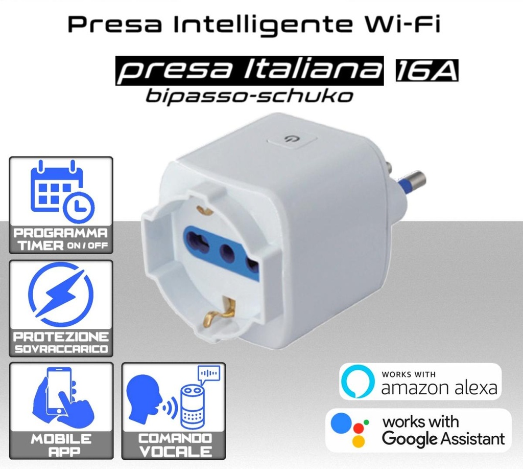 Presa Intelligente Wi-Fi 16A italiana bipasso-schuko