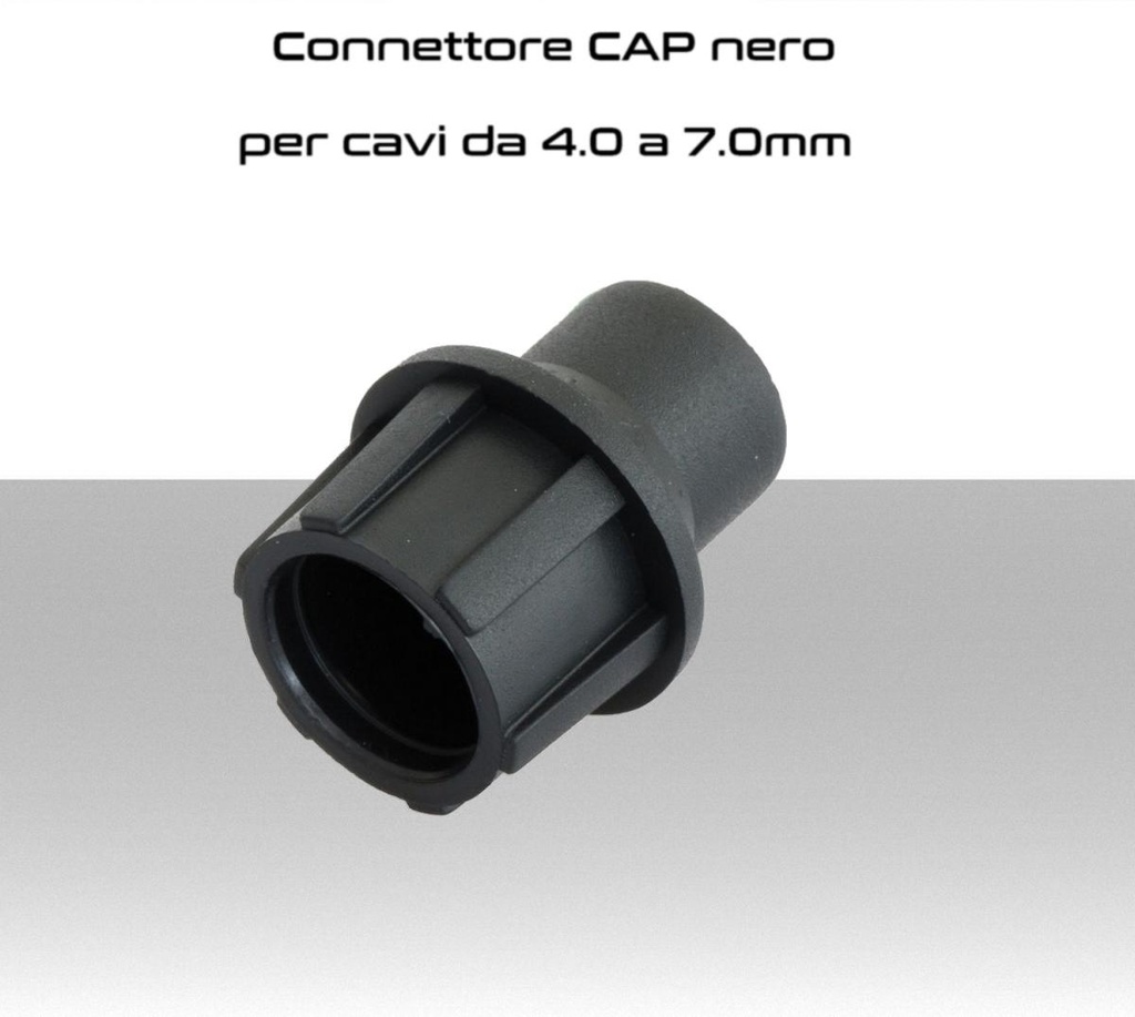 Connettore CaP nero per cavi da 4 a 7mm   conf. 100pz.