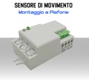 Sensore di Movimento a Microonde 180° / 360° - Montaggio a Plafone - Colore Bianco - Max 300W - IP20