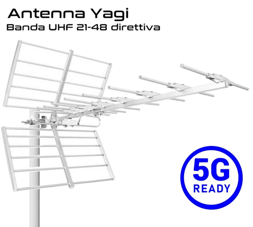 Antenna UHF direttiva 5G Ready  Yagi 11 elementi Bianca