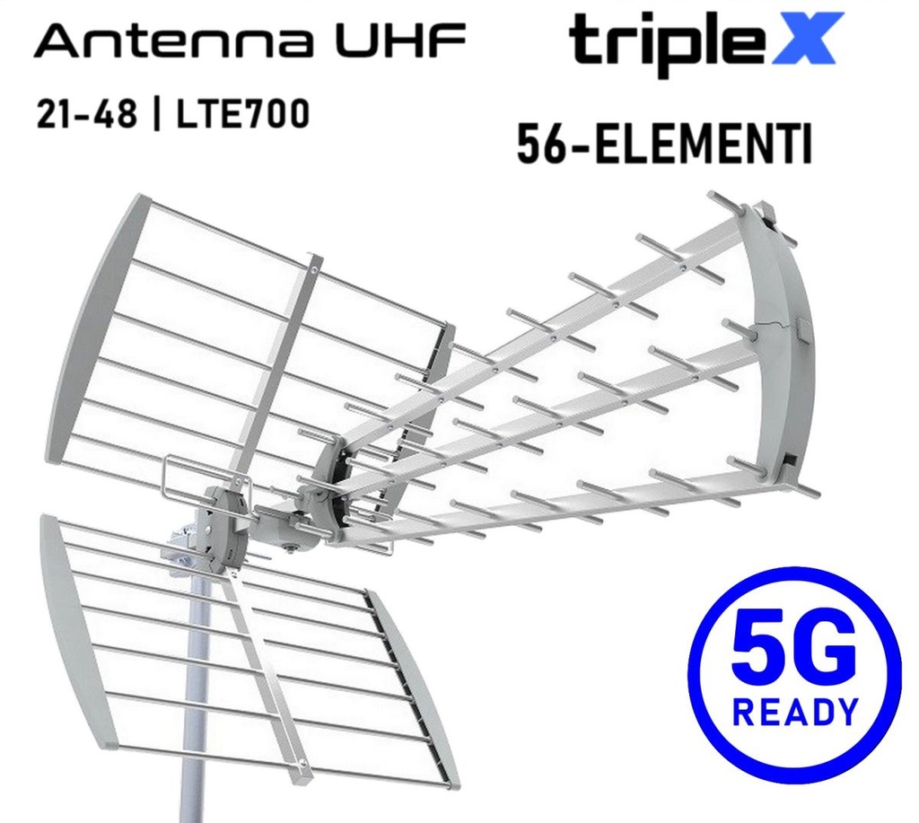 Antenna UHF 5G Ready Triline 56 elementi Silver 