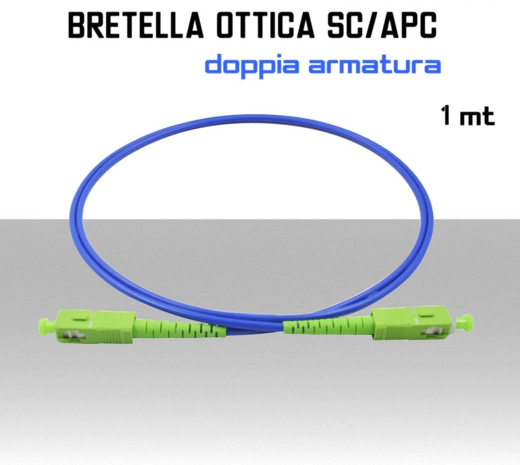 Bretella Fibra Ottica monomodale SC/APC doppia armatura 1 metro