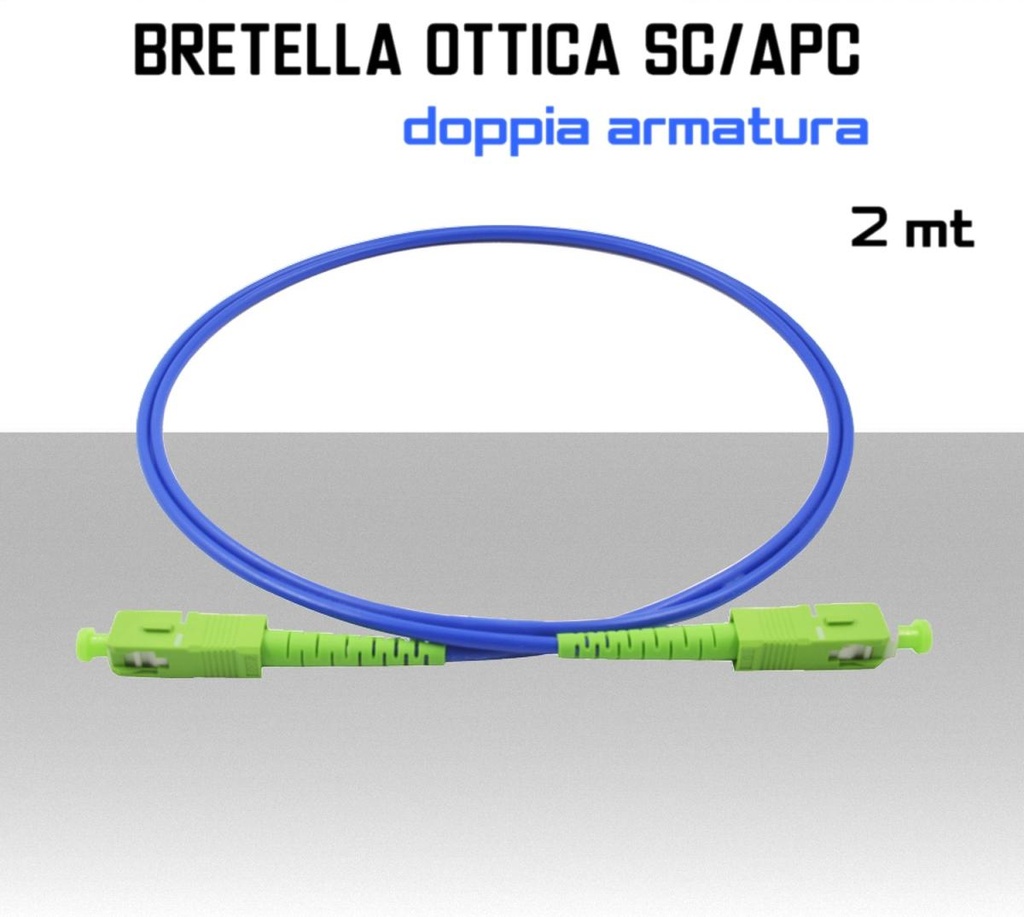 Bretella Fibra Ottica monomodale SC/APC doppia armatura 2 metri