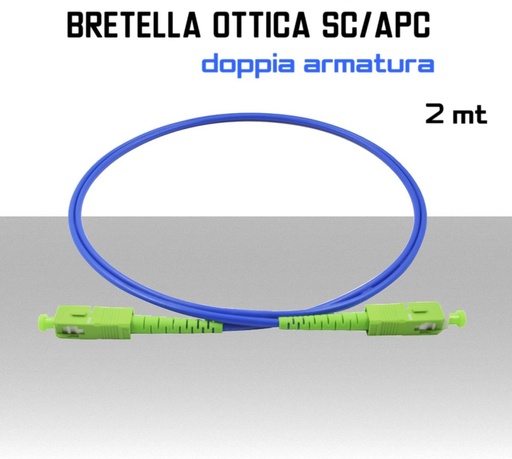 Bretella Fibra Ottica monomodale SC/APC doppia armatura 2 metri