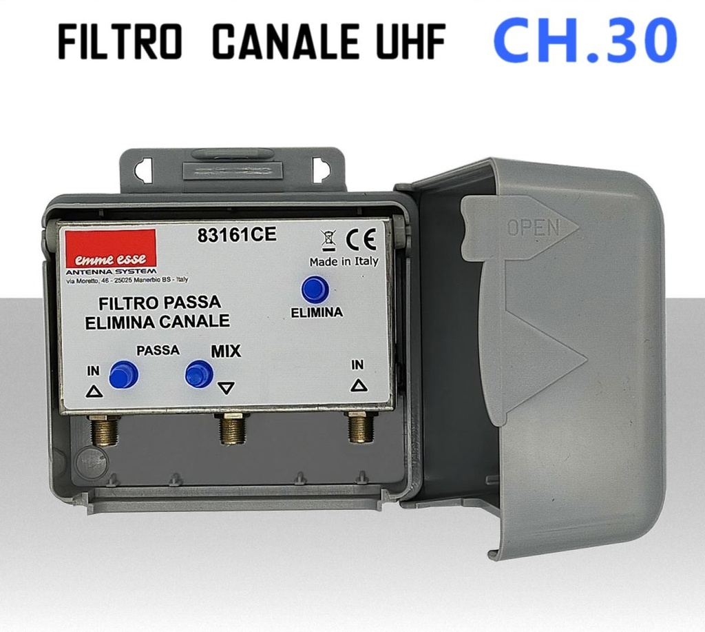 Filtro passa elimina canale UHF CH 30 da palo emme esse 83161CE