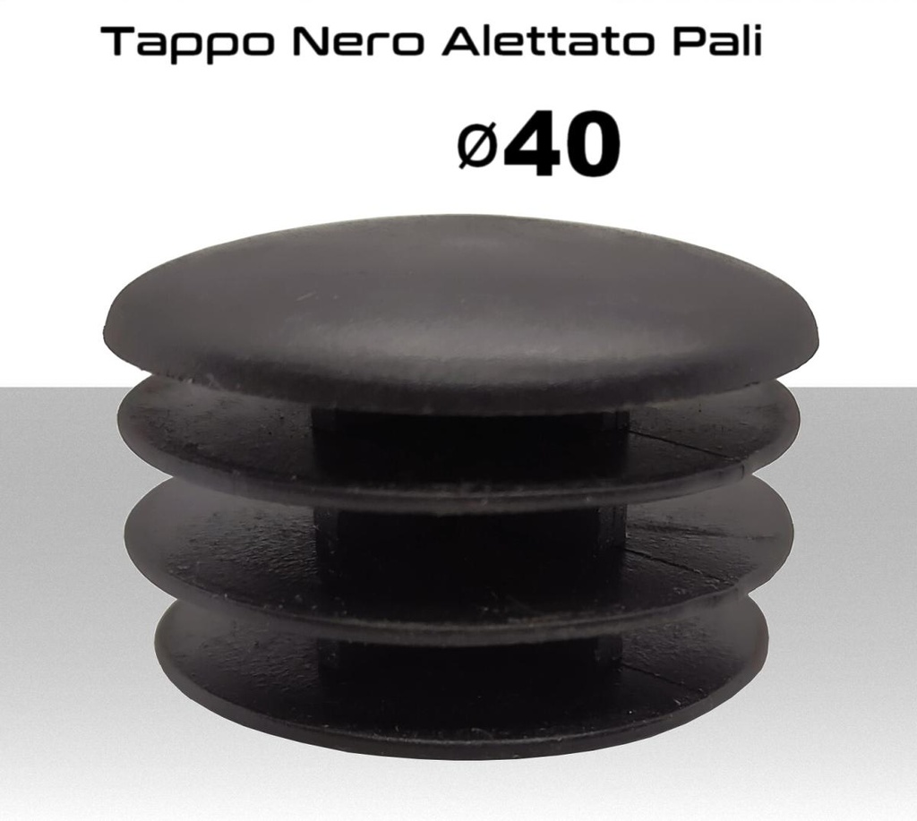 Tappo Nero Alettato in Polietilene per Pali antenna Ø40