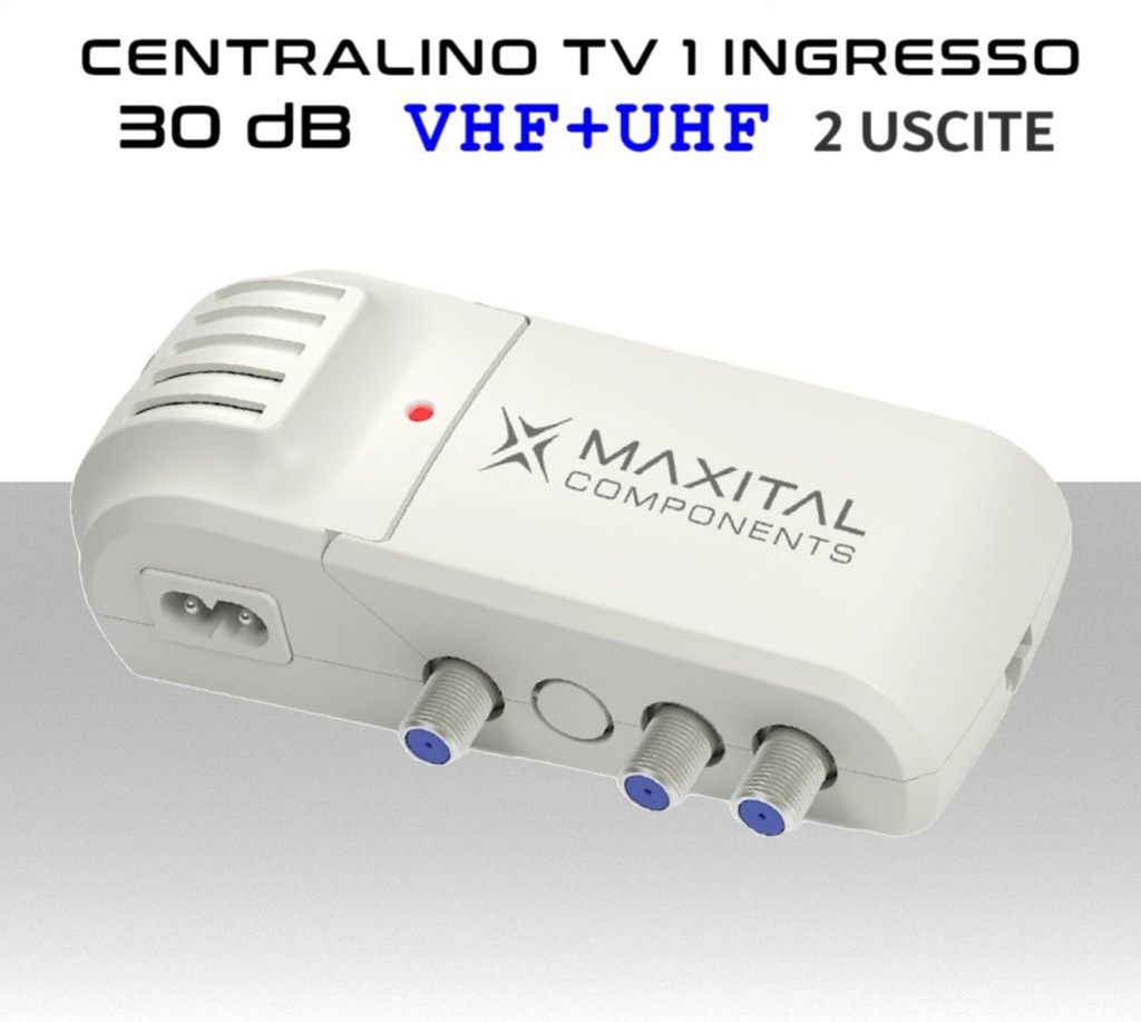 Centralino antenna TV da interno 1 ingresso / 2 uscite BIII-UHF 30dB Maxital TAMVU2-5G