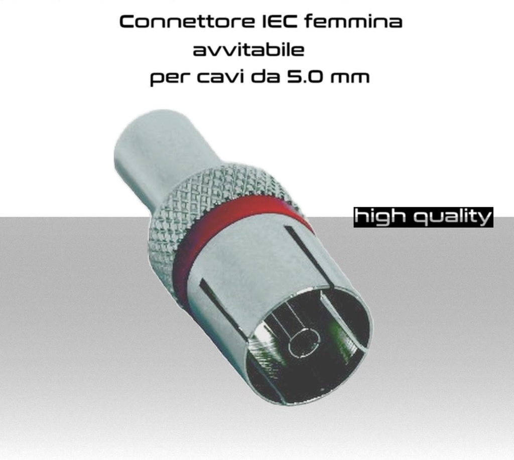 Connettore IEC femmina avvitabile per cavo antenna da  5.0mm  