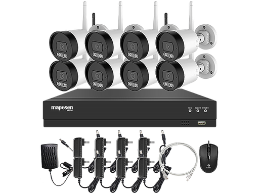 KIT NVR + 8 telecamere BULLET WiFi 3MP 3.6mm con riconoscimento umano e audio - TUYA *** Non disponibile ***