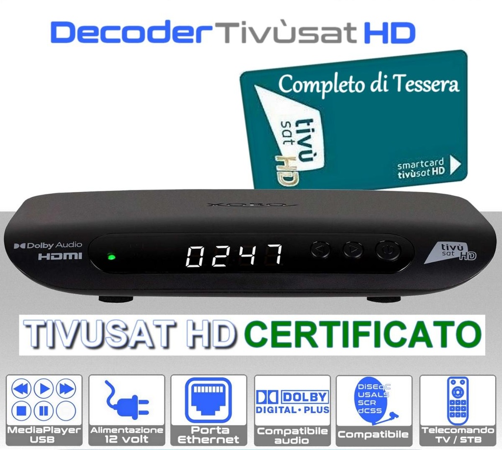 Decoder tivusat HD con scheda inclusa XORO HRS 8830 compatibile DAZN