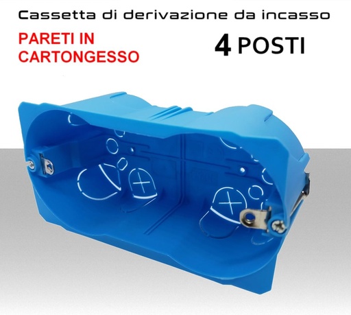 Scatola di derivazione elettrica da incasso a 4 posti per cartongesso