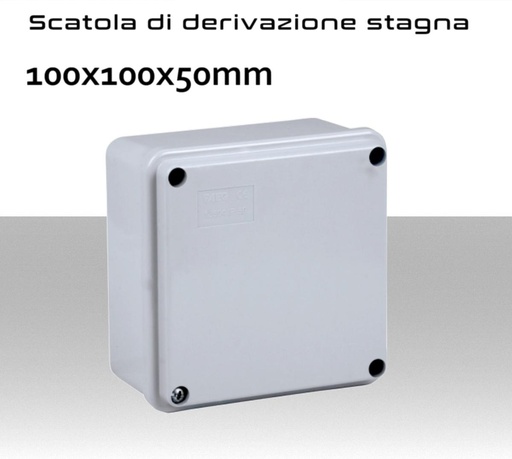 Scatola di derivazione stagna IP56 quadra con coperchio e viti 100X100X50mm