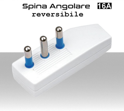 Spina Reversibile S17 Bianca 16A 2P+T | Salvaspazio Angolata 90° | CE