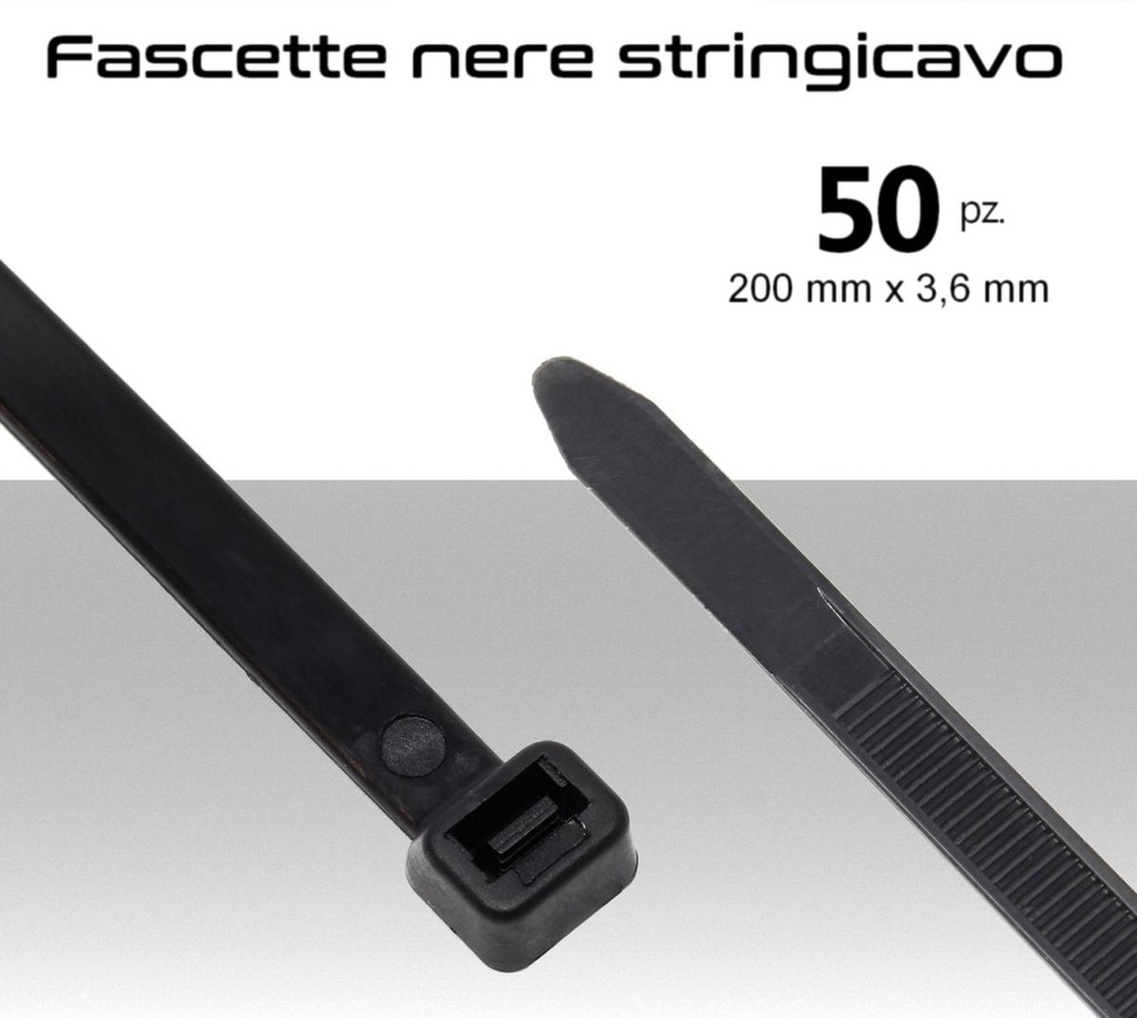 Fascette stringicavo nere multiuso 200x3,6mm pz.50