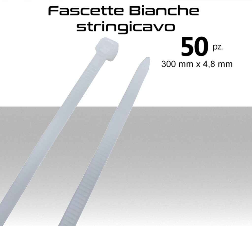 Fascette stringicavo bianche multiuso 300x4,8mm pz.50