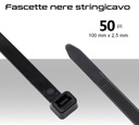 Fascette stringicavo nere multiuso 100x2,5mm pz.50