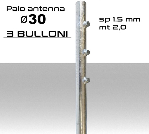 [SA0501] Palo antenna singolo 2 metri diametro ø 30 spessore 1,5 mm 