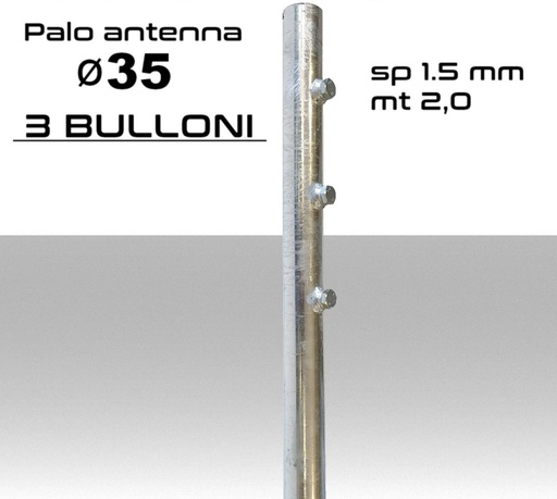 [SA0502] Palo antenna singolo 2 metri diametro ø 35 spessore 1,5 mm