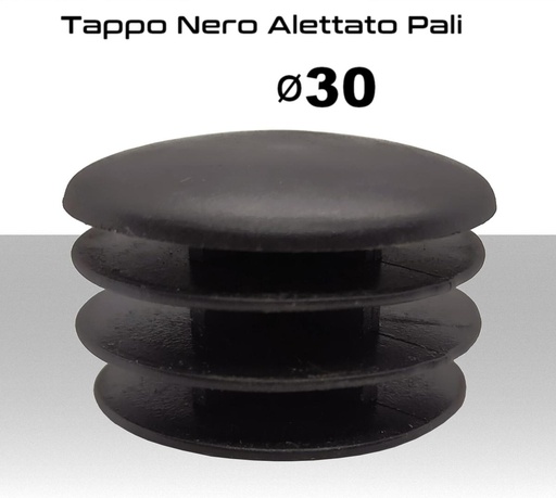 [SA0548] Tappo Nero Alettato in Polietilene per Pali antenna  Ø30
