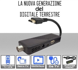 [MS2176] Decoder TV retro tv Jolly line completo di telecomando 2 in 1 Funzione Blocco menu e copia lista canali da USB  risoluzione video Full HD