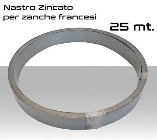 [SANAZI400525] Nastro zincato per zanca francese matassa da 25 metri  40x0.5mm  