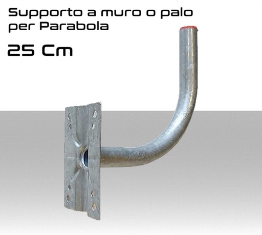 [SASRT0001] Staffa Supporto parabola a muro o palo diametro tubo 40 mm a 90° cm 25