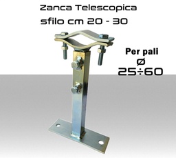 [MSZN1585] Zanca telescopica regolabile 20 cm a 30 cm supporto tipo emilia tubo quadro per pali da 25 a 60mm.