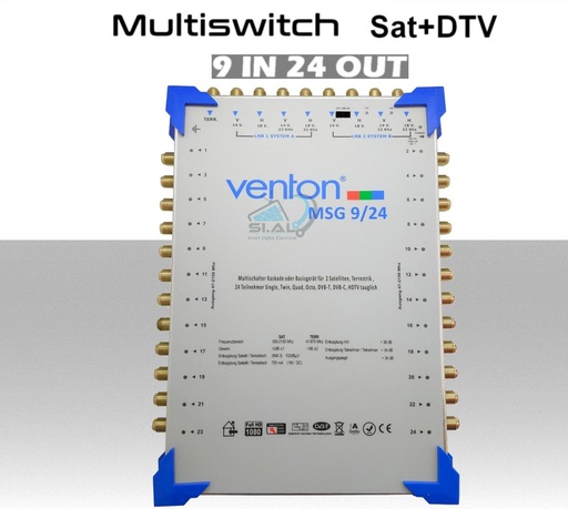 [SA2014] Multiswitch 9/24 centralino autoalimentato a due satelliti con terrestre per 24 utenze indipendenti serie Venton MSG