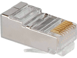 [CAT5UE] Spina RJ45 volante UTP Cat.5 CON GUIDA - PIN placcati ORO - Sacchetto 100Pz richiudibile