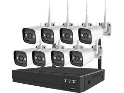 [NVR8AT-3-WIFI] KIT NVR + 8 telecamere BULLET in metallo WiFi 3MP 3.6mm con riconoscimento umano e audio a 2 vie